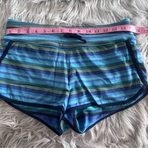 Athleta Swim Shorts Green, Navy/Aqua Low Rise Bora Bora Board Drawstring Small